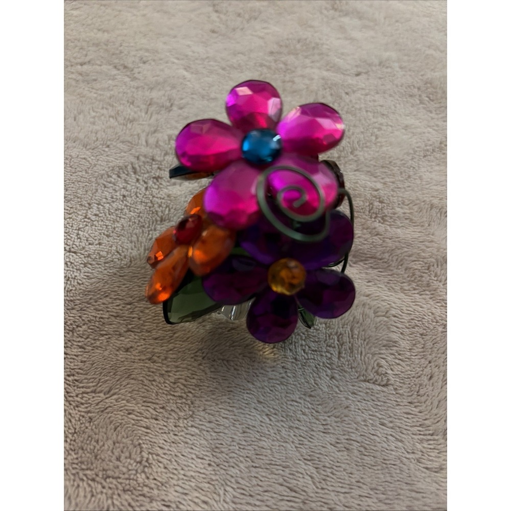 Crystal Expressions Ganz Faceted Jeweled Flower Posy Pot Bouquet & Note Holder